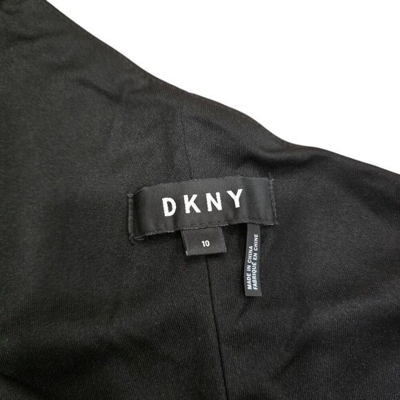 DKNY One Shoulder Sheath Dress Women's 10 Black 100% Polyester Party Preppy - Picture 5 of 8
